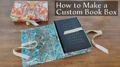 how to make a custom book box with paper and ribbon - youtube video thumbnail