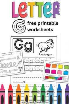 the letter g worksheet with crayons and crayons on it