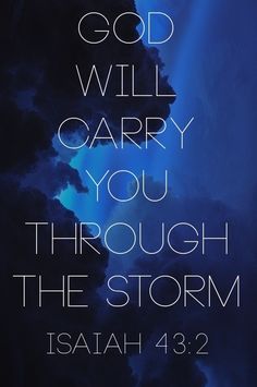 an image with the words god will carry you through the storm