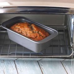 a loaf of bread sitting in an oven