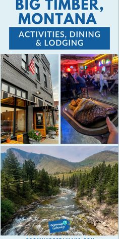 the big timber, montana activities, dining and lodging guide is featured in this brochure