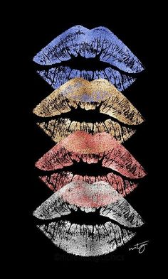 six different colored lipsticks arranged in the shape of a face