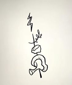 a black and white drawing of a lightning bolt