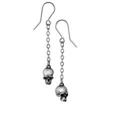 Pewter Earrings, Alchemy Gothic, Goth Earrings, Gothic Earrings, Goth Jewelry, Skull Jewelry, Skull Earrings, Human Being, Hanging Earrings