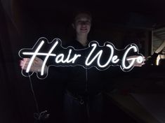 "👋 Write me, I can customize hair we go neon sign for you😀 Change the color, add text or make a completely new sign from your logo or picture. I can also give you an example with the appearance of the inscription in different fonts from my catalog to make your choice easier. ❗ Hair salon neon sign is made by the best technology. All lines are straight and smooth as possible. Such signs are also ideal for placement not only at home, but also in offices and shops. After all, behind the signs we Salon Neon Sign, Shop Lights, Hair Business, Yellow Turquoise, Business Hairstyles, Led Sign, Orange And Turquoise, Neon Lights, Add Text