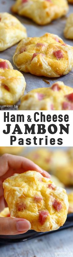 ham and cheese jambon pastries on a baking sheet with the title text overlay