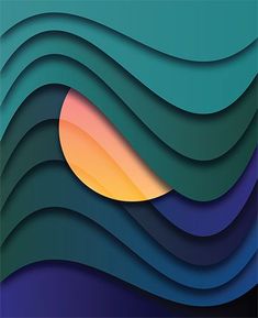 an abstract background with wavy shapes in shades of blue, orange and yellow on the bottom