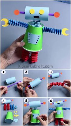 instructions to make a paper robot that looks like it's made out of construction materials