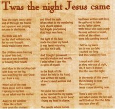 an old paper with the words twas the night jesus came