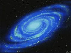 an artist's impression of a blue spiral galaxy