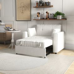 The base of this sleeper sofa pulls forward while the back reclines, transforming into a bed when you have overnight guests. It has a sturdy metal frame that rests on low-profile legs, and it's wrapped in a muted linen-blend fabric. This sofa bed is also generously padded with foam for just the right amount of support as you relax with a good book or enjoy an afternoon snooze. Two toss pillows are included, and subtle biscuit-style tufting completes the overall design. Take note: A minimum door width of 40" is needed for home entry. Wade Logan® Upholstery Color: Beige | Wade Logan® Bedri 49.6" Wide Tufted Back Sofa Bed w / Cushions & Two Pillows 34.2 H x 49.6 W x 72.8 D in white / brownLinen in Beige | 34.2" H X 49.6" W X 72.8" D | Wayfair Back Sofa, Overnight Guests, Toss Pillows, Sleeper Sofa, Sofa Bed, Dorm Room, Recliner, Low Profile, Linen Blend