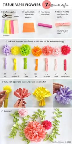 how to make tissue paper flowers that look like they have been cut into pieces and put on