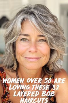 Medium Length Hair With Layers Highlight, Medium Length Hair With Layers Gray, Gray Shaggy Bob Hairstyles, Textured Bob Grey Hair, Stylish Gray Hairstyles, Textured Bob Haircut For Fine Hair, Older Women Wavy Hairstyles, Layered Lob Wavy Hair, Stacked Medium Bob Haircut