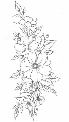 a line drawing of flowers on a white background