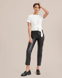 Jude Cropped Wrap Blouse  |  Modern Citizen Chic Cropped Top With Twist Front, Fitted Cropped Top With Twist Front, Spring Workwear Tops With Cropped Hem, Chic Faux Wrap Top For Fall, Fitted High Waist Tops For Workwear, Elegant Workwear Wrap Top With Tie Waist, Chic Slightly Cropped Top For Fall, Elegant Fitted Cropped Wrap Top, Fitted Spring Bottoms With Cropped Hem