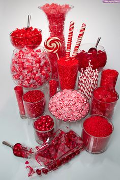 candy and candies are arranged on a white background