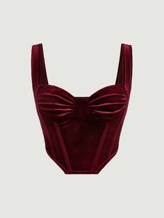 Burgundy Elegant Collar  Knitted Fabric Plain Wide Strap Embellished Slight Stretch  Women Tops, Blouses & Tee Cherry Blouse, Wide Straps Top, Women Tank Tops, Strap Top, Shein Tops, Fancy Outfits, Girly Outfits, Asymmetrical Hem, Tank Top Cami