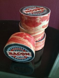 three bacon duct tape stacked on top of each other