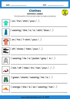 clothes worksheet for kids