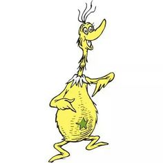 an image of a yellow bird with stars on it's head and arms, standing