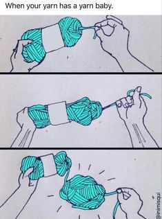 two pictures with yarn being crocheted together and the words, when you yarn has a yarn baby