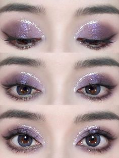 Makeup; eyeshadowlook; makeup inspo; Makeup idea; douyin; cbeauty; natural makeup; eyeshadow; blush; false eyelashes Purple Eye Makeup Monolid, Blue Eyes Purple Makeup, Purple Makeup Looks Hooded Eyes, Purple Ethereal Makeup, Purple Eye Makeup Douyin, Purple Asian Makeup, Fae Inspired Makeup, Purple Makeup Prom, Douyin Nails Purple