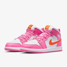 Welcome To Hypestockpile’s Poshmark Closet! All Our Products Are 100% Authentic Guaranteed. Item Details: Brand: Nike Air Jordan Item Name: Air Jordan 1 Mid Pinksicle Safety Orange Color: Pinksicle/Safety Orange-White Style Code: (Preschool/Ps Dx3238 681) (Toddler/Td Dx3239 681) Year Of Release: 2022 Condition: Brand New With Original Box (Unworn/Deadstock) And Tags If Applicable. The Cardboard Shoebox May Have Minor Damage From Storage And Shipment. The Shoes Are New And Unaffected. Size: Pleas Toddler Jordan Shoes, Orange Nike Shoes, Pink Jordans, Nike Shoes Air Force, Trendy Shoes Sneakers, Cute Nike Outfits, Preppy Shoes, Pretty Shoes Sneakers, Nike Air Jordan 1 Mid