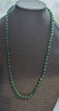 "Chinese Jade Bead Necklace * HALLMARKS Unmarked. * MEASUREMENTS 8mm beads with overall length of 28\". * WEIGHT 61.92 Grams *  MATERIALS Jade, silk cording. * CONDITION In very good to excellent condition, please use pictures as part of description. Art Deco Chinese Jade bead necklace. Beads are strung on hand knotted silk cord and this is the type of necklace with no clasp and it slips over the head. Necklace will arrive gift boxed. Thank you for stopping by!!" Jade Bead Necklace, Head Necklace, Slide Bracelet, Chinese Jade, Necklace Beads, Art Deco Necklace, Silver Bow, Bow Shoes, Silk Cord