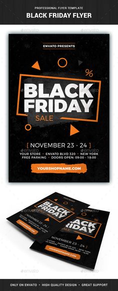 black friday sale flyer template with orange and white stripes on the bottom, in front of an