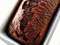 a loaf of chocolate cake in a pan