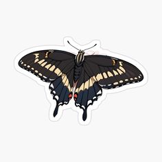 a black and yellow butterfly sticker on a white background