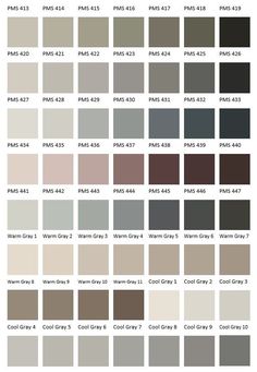 the different shades of grays and browns are shown in this color chart, which is also