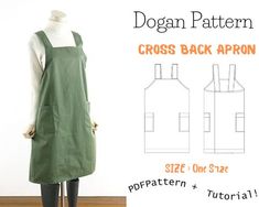 👗 Cross Back Apron Sewing Pattern - One Size Fits All 👗 🎁 What's Included: Step-by-step illustrated instructions with photos. Easy-to-follow pattern for a versatile apron. Video tutorial for combining the pattern pieces (available as a zip file). 🌟 Skill Level: Intermediate (4/1) This apron is perfect for those with some sewing experience. You'll love creating this functional and stylish piece! 🧵 🌼 Fabric Recommendations: Choose woven or canvas fabrics for a sturdy apron. You'll need enoug Japanese Style Apron, Japanese Apron, Diy Apron, Apron Sewing Pattern, Japanese Sewing, Trendy Sewing, Costura Diy, An Apron, Sewing Aprons