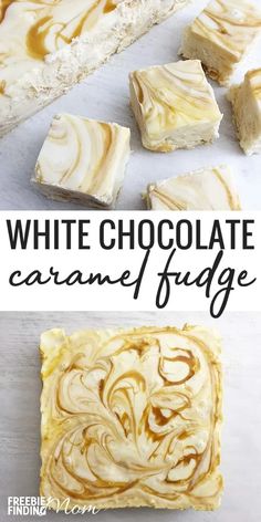 white chocolate caramel fudge is an easy dessert that's ready to be eaten