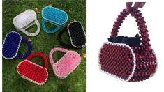 four different bags made out of beads