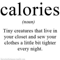 the words calories are written in black and white