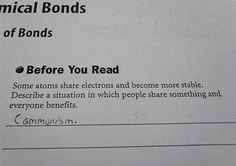 a close up of a piece of paper with some type of writing on it that says chemical bonds of bonds before you read