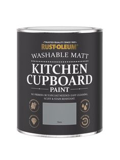 rustoleum washable matt kitchen cupboard paint - satin grey, 750ml can