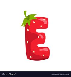 the letter e is made up of a strawberry