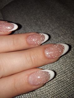 #Francenails#Glitter Glittery Nails Short, Nail Ideas Hoco, Hoco Nails Hot Pink, Birthday Nail Inspo 2024, Pink Nails Ideas Glitter, Fancy Short Nails, Nail Inspo Glitter, Sparkly French Nails, Pink Nails With Glitter