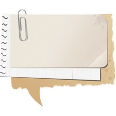 a piece of paper with a clipping attached to it and an empty speech bubble