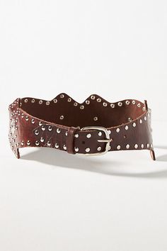 Buckle up for the newest outfitting must-have. The Z&L; Europe Safi Studded Belt features a sleek design adorned with bold studs that perfectly accentuates your waist. | Safi Studded Belt by Z&L Europe in Brown, Women's, Size: Large/XL, Leather at Anthropologie Studded Belt Overlap Scene, Wide Studded Belt, Red Studded Belt, Adjustable Black Belt With Studs, Studded Belt, Sleek Design, Women's Accessories, Buckle, Women Accessories