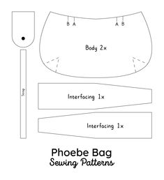 the sewing pattern shows how to sew an object with measurements for each piece, including two