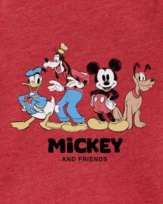 the mickey and friends t - shirt is red