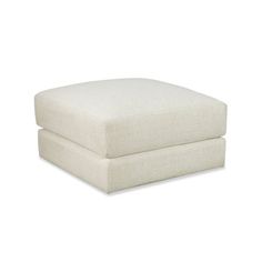 the footstool is made out of linen and has a white cover on it