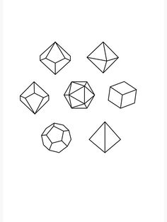 six different shapes are shown in this black and white drawing, which shows the same shape as an origami