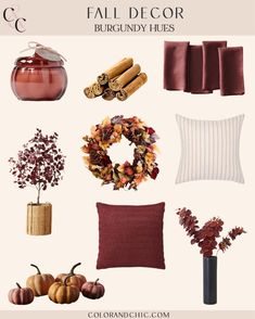 fall decor with burgundy hues