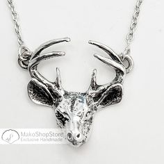 "Beautiful detailed Deer Head necklace Material: Sterling Silver 925 Deer head alone measures 18X20mm Stamped \"925\" necklace is adjustable  available in either 16 , 17 or 18 inches (all have a 1 inch extension)   Comes with jewelry box  ready to ship" Deer Head Necklace, Mermaid Ring, Head Necklace, Oc Ideas, Deer Head, Silver 925 Necklace, Matching Rings, Antlers, Locket