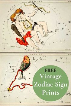 two zodiac signs are shown with the stars above them