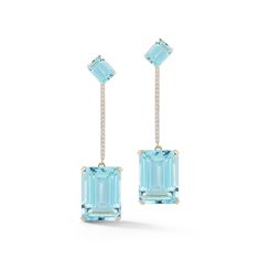 14kt Gold Something Blue Earrings– MATEO Icy Blue, Women Accessories Jewelry, Brilliant Diamond, Something Blue, Blue Earrings, Baroque Pearls, 14kt Gold, Emerald Cut, Gold Plating